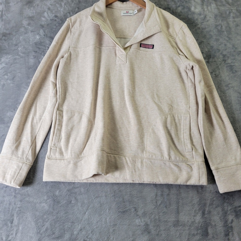 Vineyard Vines Oatmeal Heathered Fleece Sweatshirt M Heritage Prep Coastal